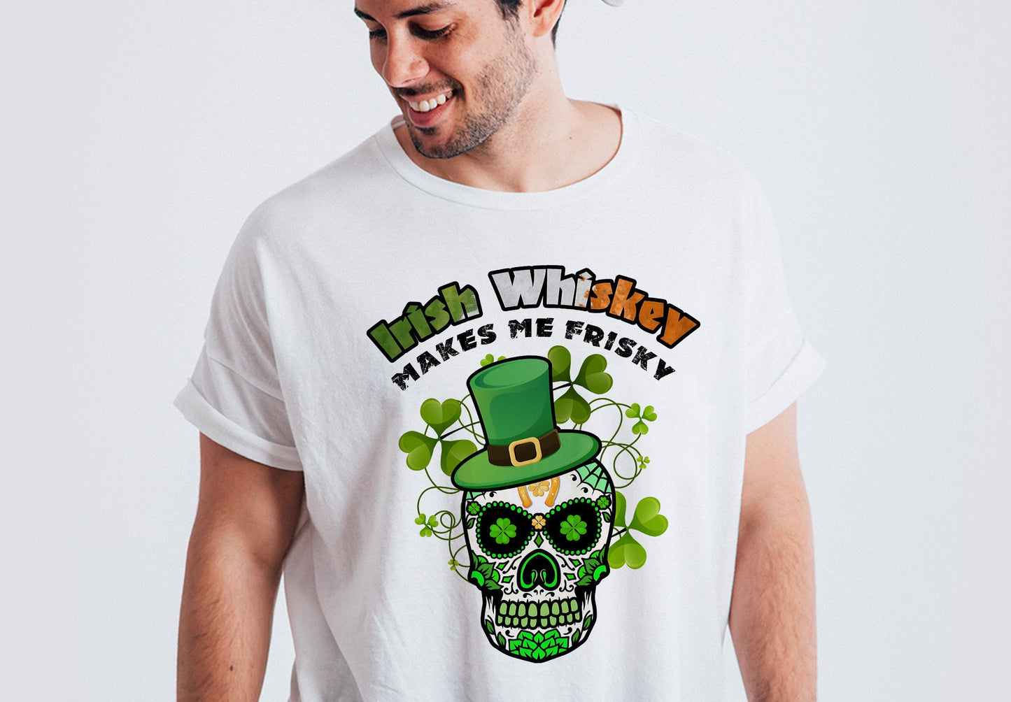 St. Patricks Day - Irish Whiskey Makes Me Frisky - Sublimation Digital Design PNG Design Download, Sublimation Template