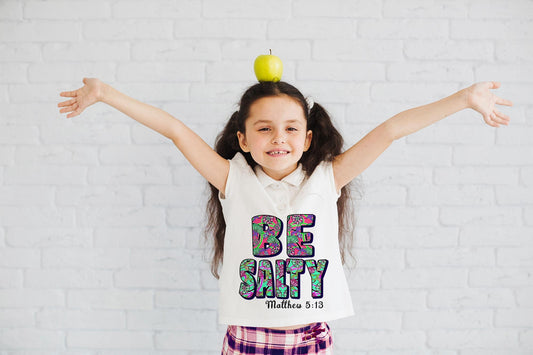 Be Salty Sublimation Design on Girl T-shirt