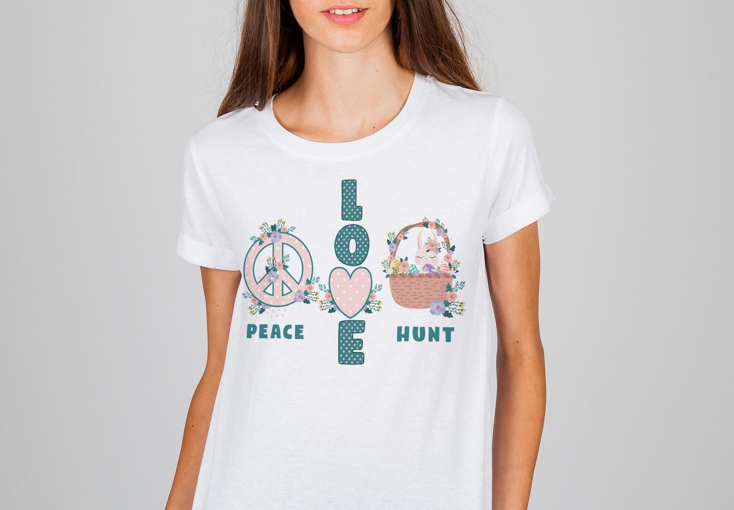 T-Shirt Easter Design Peace Love Hunt