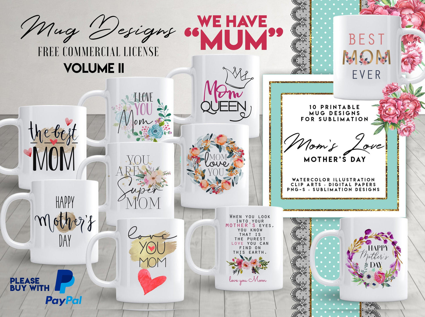 10 MOTHERS DAY Mug Template Designs for Sublimation MUM designs are available! DTG mother design DTF mom VOL.2