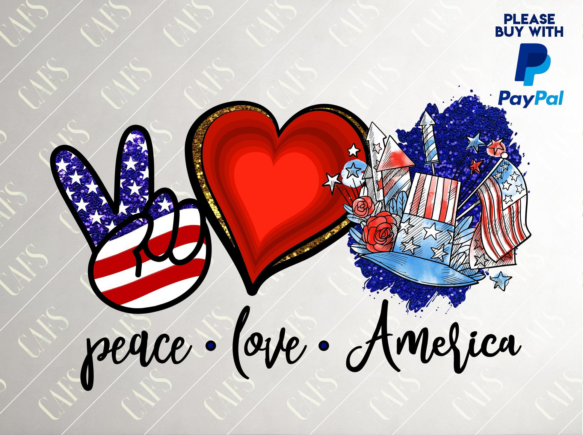 Peace Love America Png Design for Sublimation