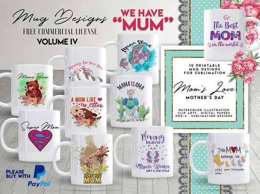 10 MOTHERS DAY Mug Template Designs for Sublimation Printing Happy Mothers Day Mug Mom Mug Mother Sublimation tempalte design Volume IV