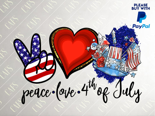 Peace Love 4th of July Png Design