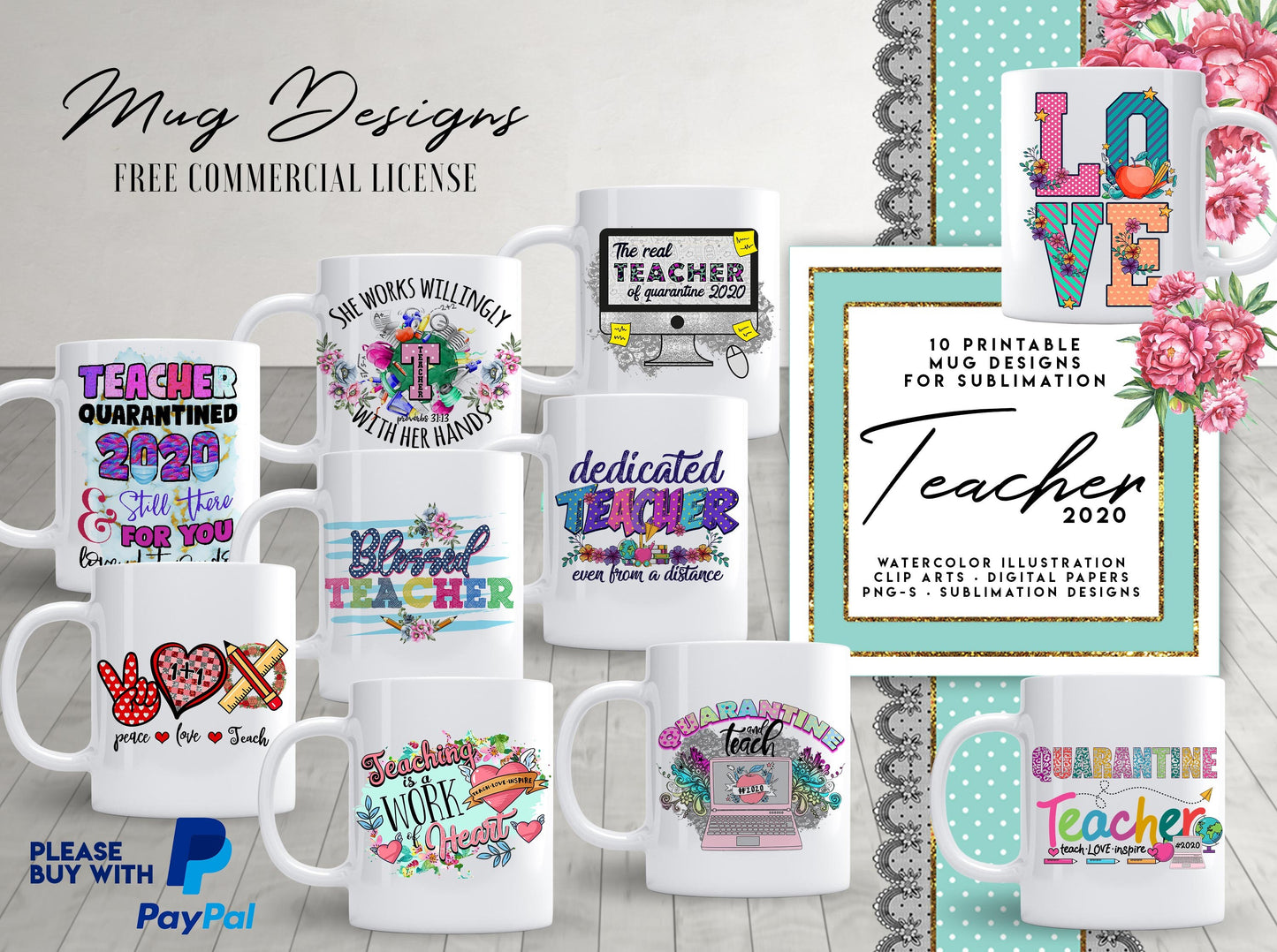 10 TEACHER Mug Template Designs for Sublimation Printing Quarantine Mug Teacher Mug Quarantine Teacher Sublimation tempalte design TEACHER I