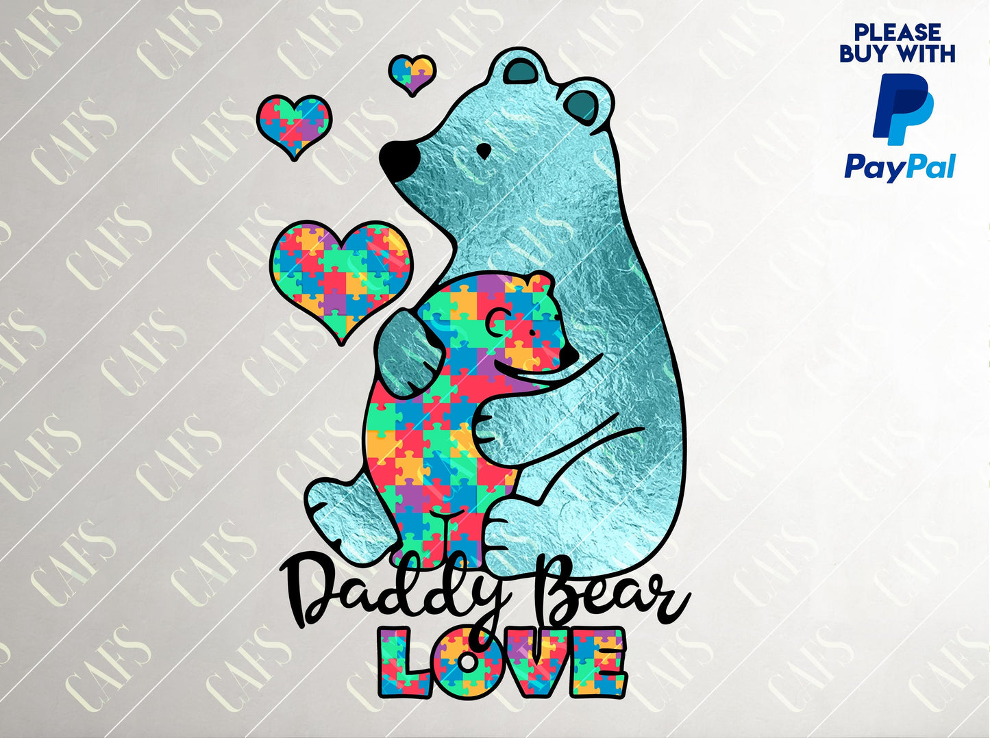 Sublimation Design AUTISM Papa Bear LOVE Sublimation Design Template Digital AUTISM Design Png Sublimation Design Autism Father's Day Design