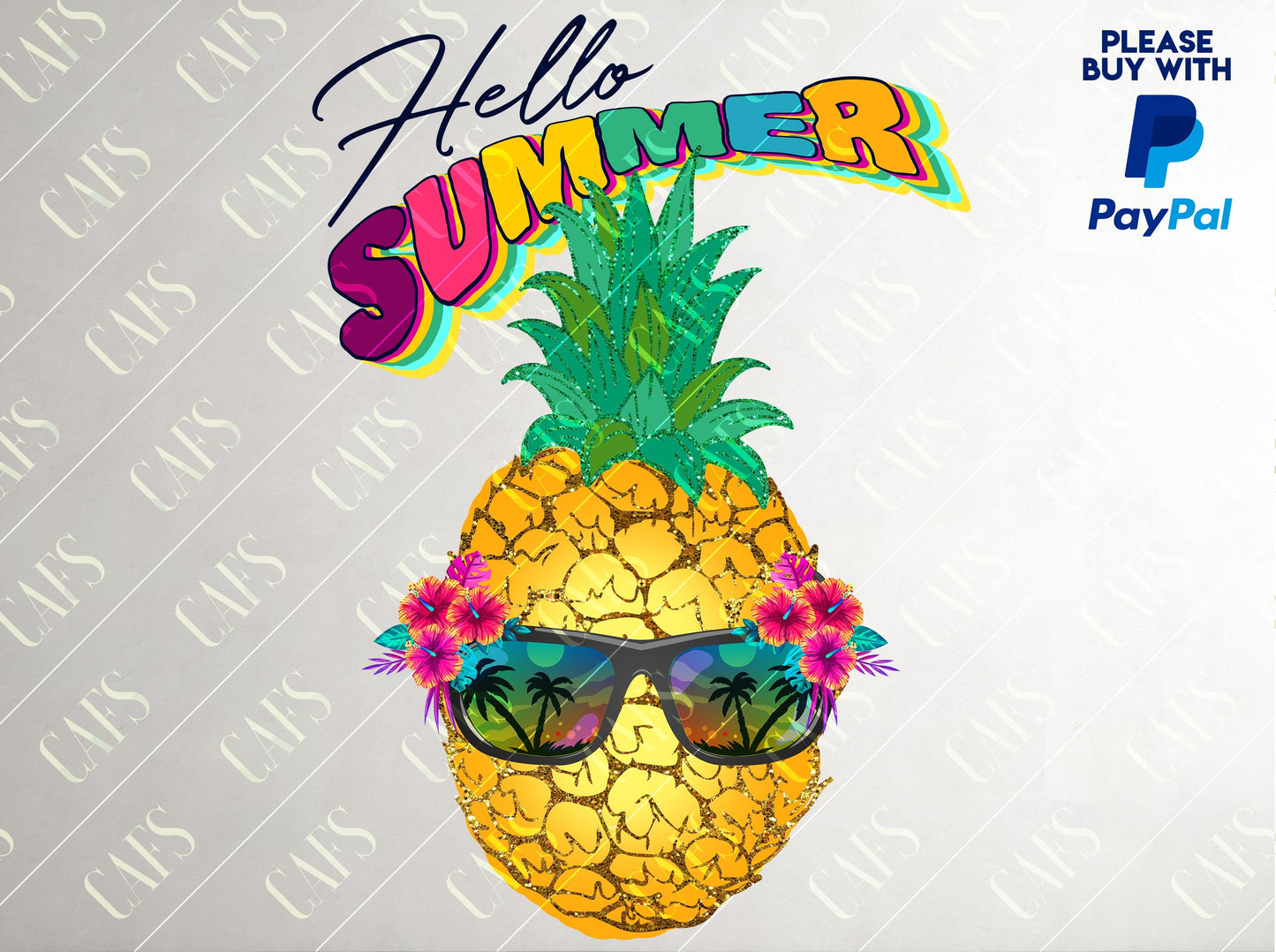 Summer Sublimation Design Hello Summer Digital PNG Summer Pineapple Sublimation Summer Design Summer PNG Summer DTG Design Summer Digital