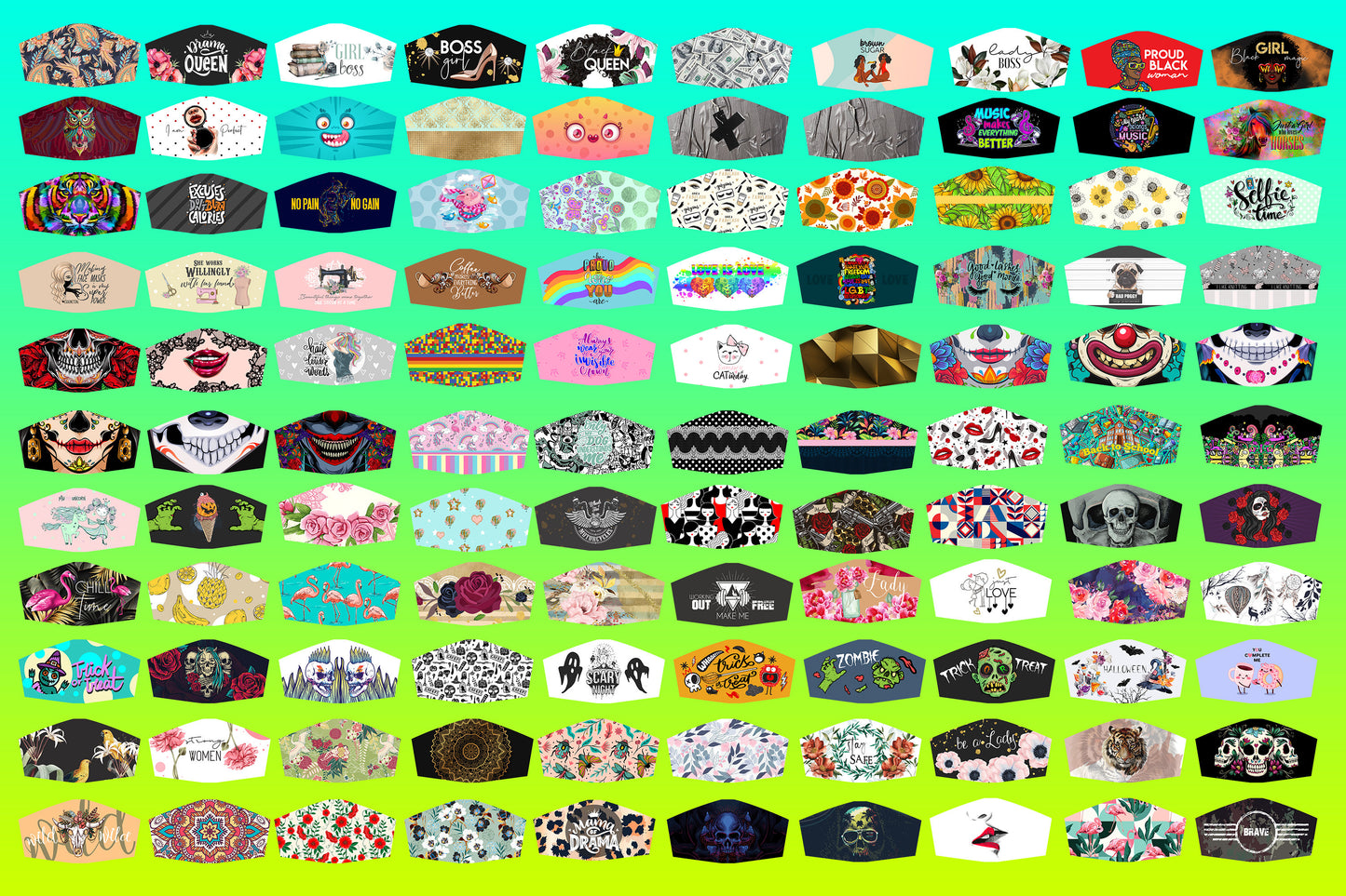 Face Mask Designs BUNDLE Designs 3 Facemask Sublimation Design Template 110 Png Designs