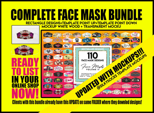 Face Mask Designs HUGE BUNDLE 2 Facemask Sublimation 110 Png