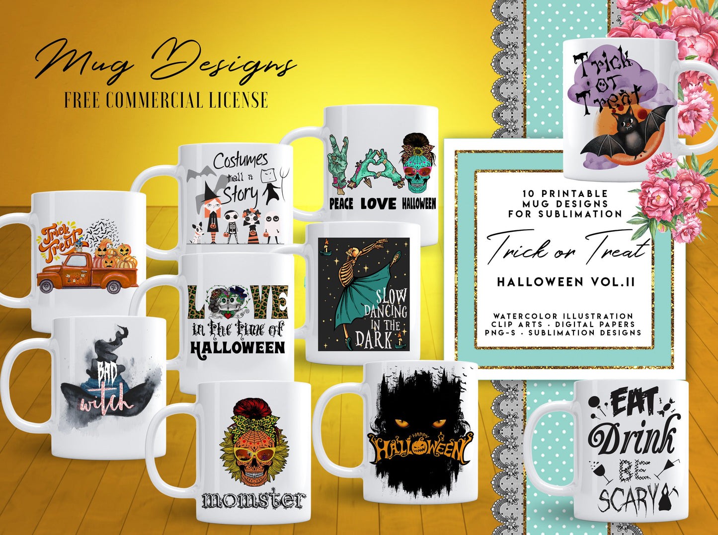 HALLOWEEN Volume II Mug Template Designs for Sublimation Printing Halloween Mug Halloween Sublimation tempalte 10 design