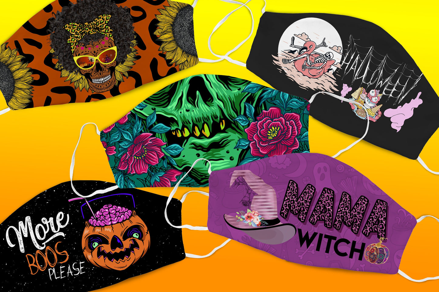 Halloween Face Mask Designs Facemask Sublimation Halloween Design Template Png Designs