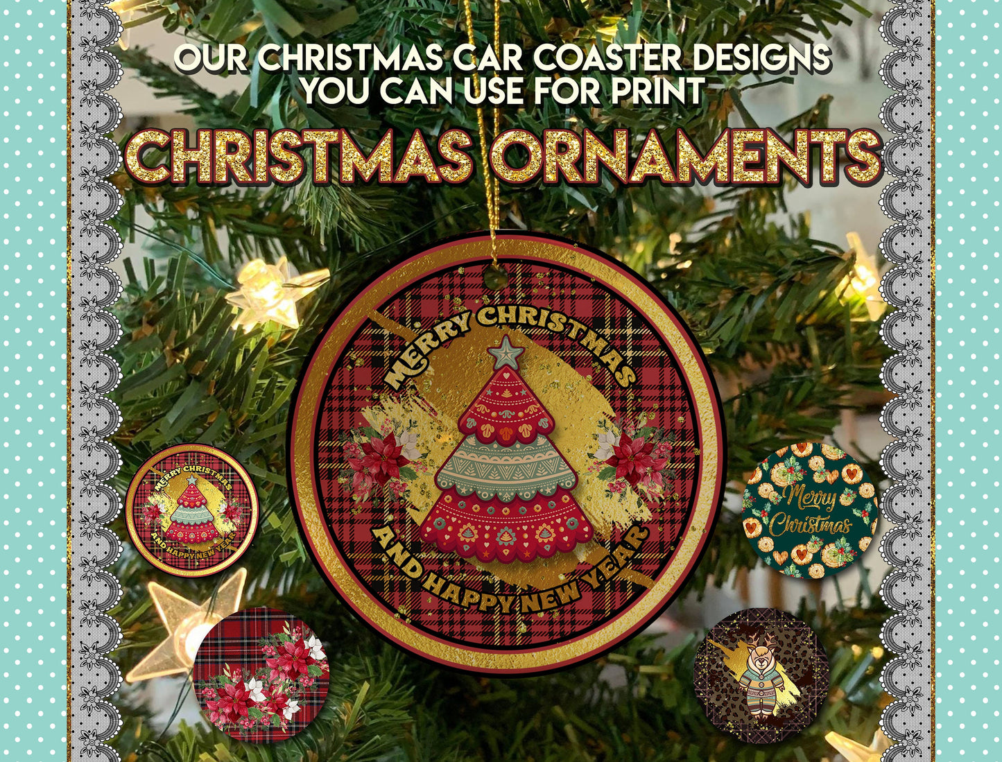 CAR COASTER 300 Designs Car Coasters Sublimation Designs Car coaster Png Sublimation Coasters Png Car Coaster Digital PNG Christmas Ornament