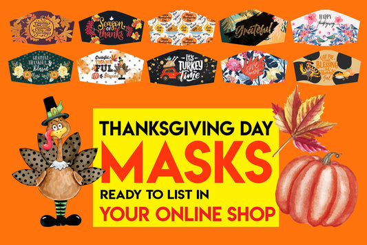 10 Thanksgiving Day Face Mask Designs Facemask Sublimation Design Template Png Design