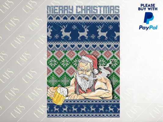 Santa Claus with Beer Png Design