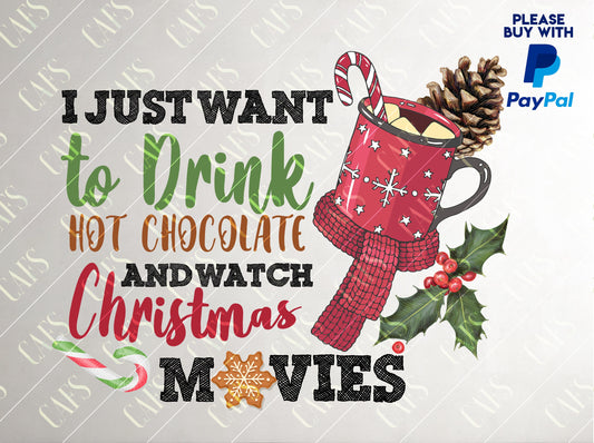 Christmas CHOCOLATE AND MOVIE Design Christmas Time Sublimation Png Design Png Christmas Time Png Christmas Tree Design Digital Png