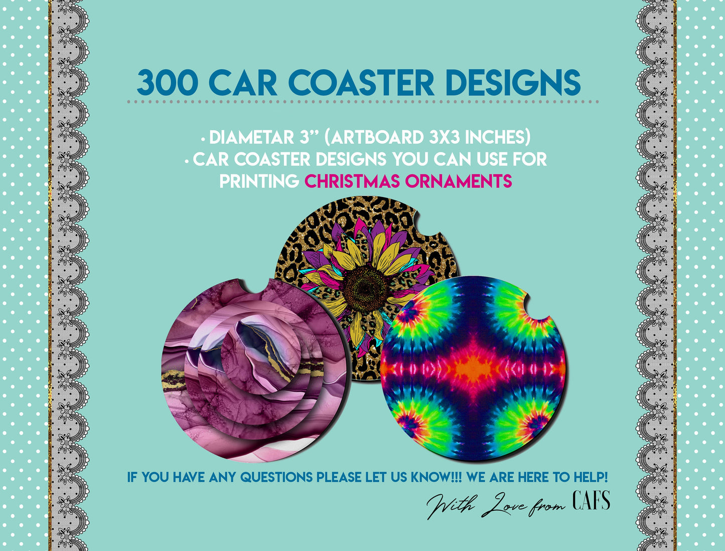 CAR COASTER 300 Designs Car Coasters Sublimation Designs Car coaster Png Sublimation Coasters Png Car Coaster Digital PNG Christmas Ornament