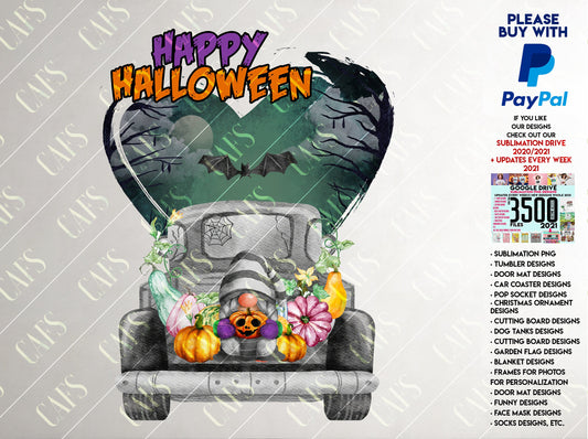 Halloween Truck PNG Halloween Sublimation Designs Downloads Halloween PNG Halloween Digital Download Gnome Halloween t-shirt design Truck