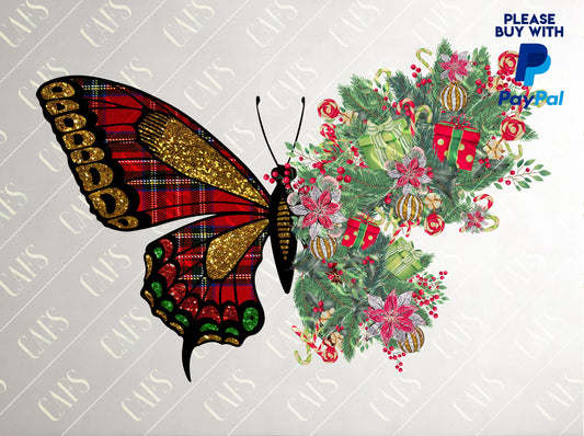 Christmas Butterfly Png Sublimation Design Merry Christmas Png Christmas Digital Design PNG Sublimation Design PNG Christmas Digital Png