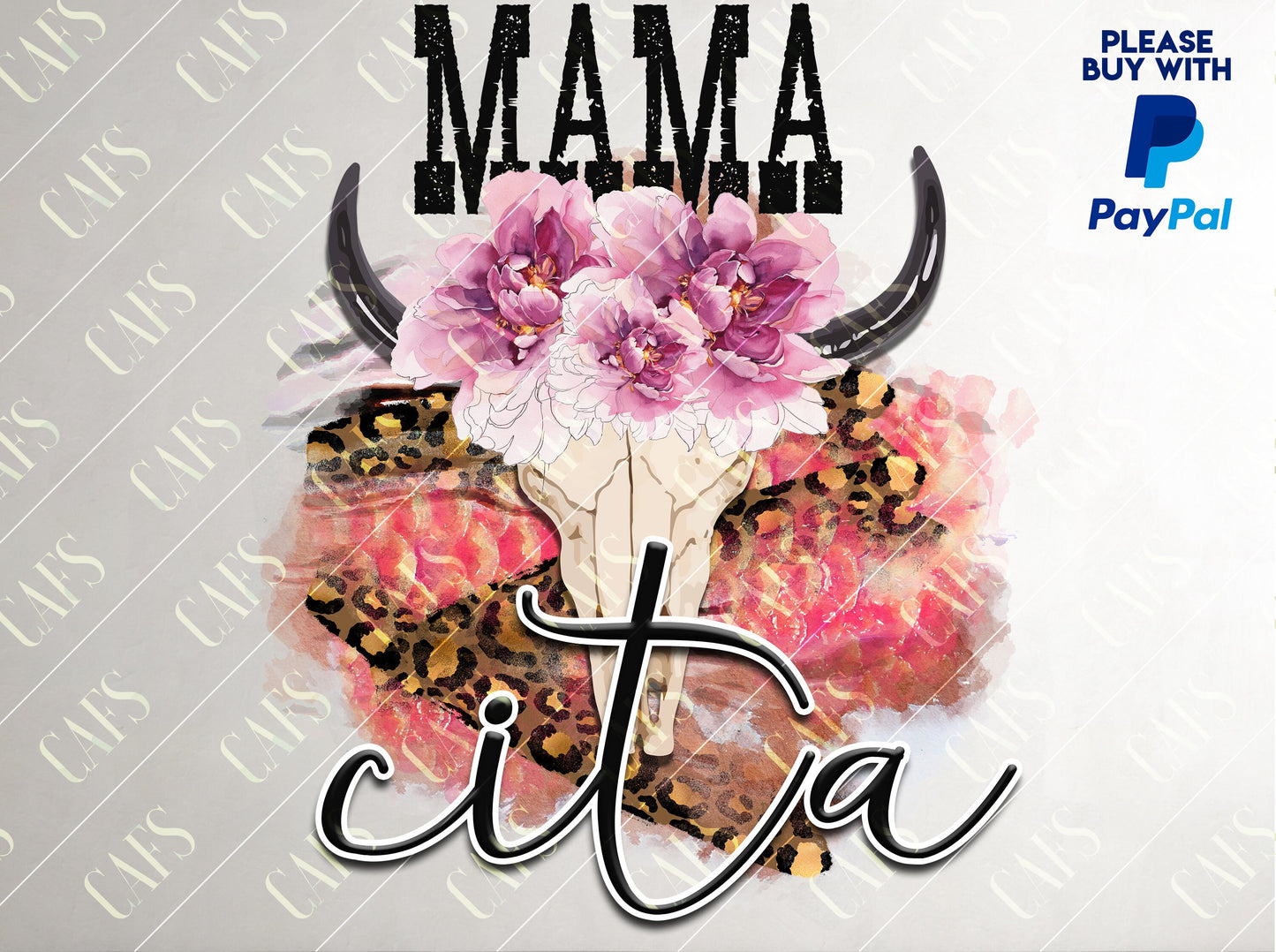 MAMACITA Boho Bull Skull Sublimation Png