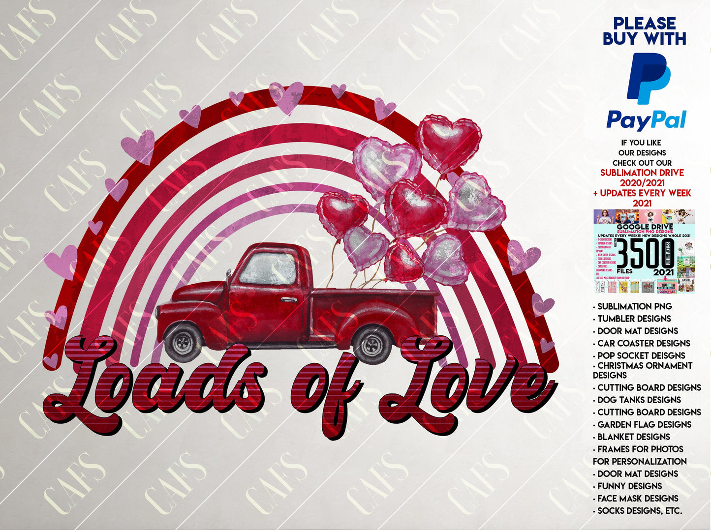 Valentine's Day Sublimation Loads of Love truck PNG Valentines Digital Valentines Day Digital Design Love Truck PNG Valentine Love Truck