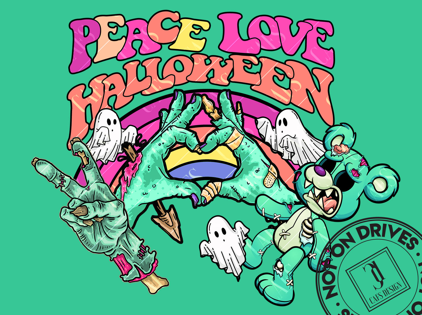 Peace Love Halloween Png Sublimation Design, Dtg and Dtf Halloween Digital Design