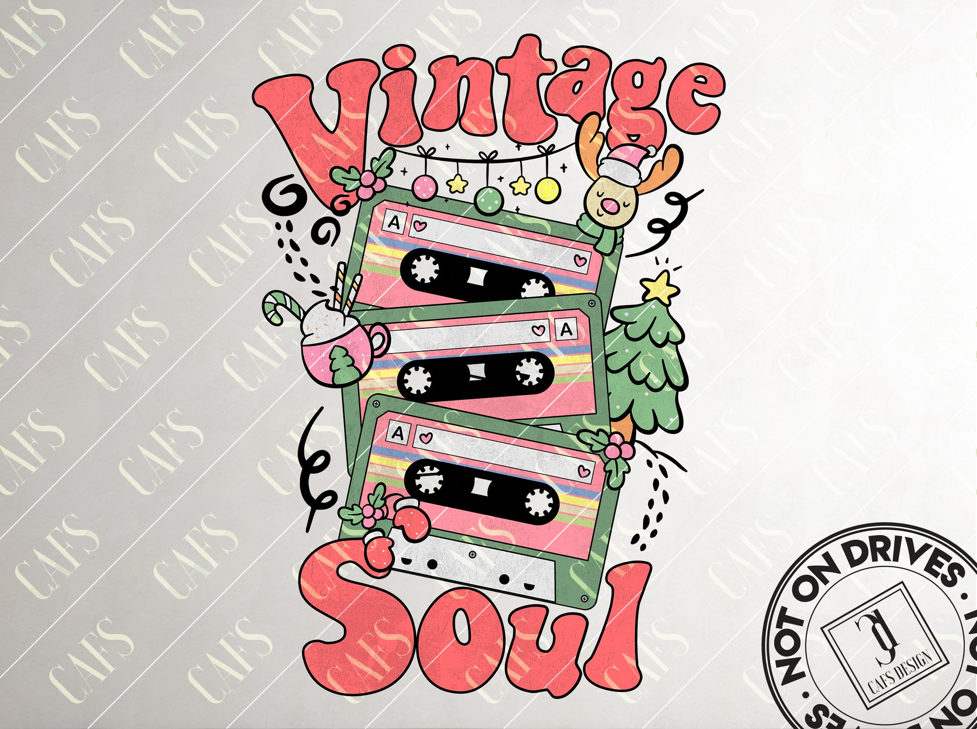 Christmas PNG Vintage Soul Cassette Tapes Christmas Sublimation Design